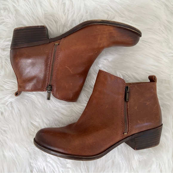 Lucky Brand Shoes - Basel Smooth Leather Side Zip Block Heel Booties